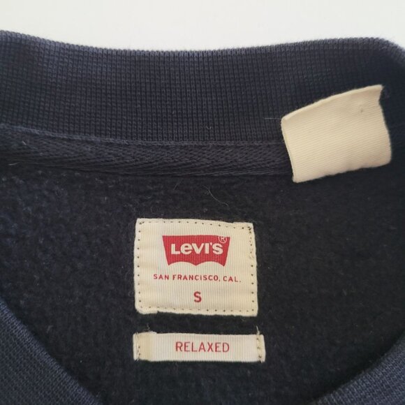 Levis Black Crewneck Pullover Sweatshirt Mens Small Basic Embroidered Relaxed - Picture 4 of 7